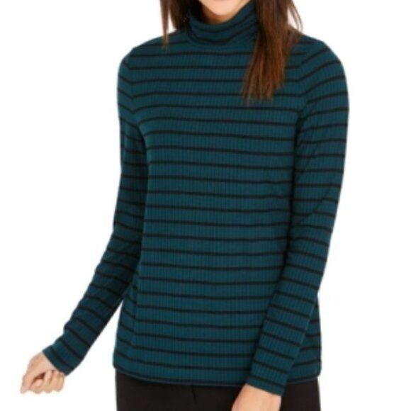 Charter Club Striped Turtleneck Top Sz S - Picture 9 of 10